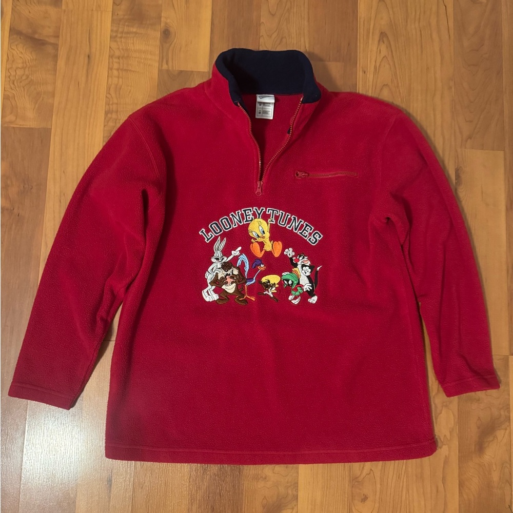 Vintage Y2K Looney Tunes Quarter Zip Pullover Sweatshirt by Warner Bros